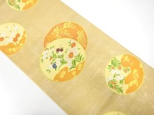 アンティーク　丸紋に藤・秋草模様織り出し袋帯（材料）